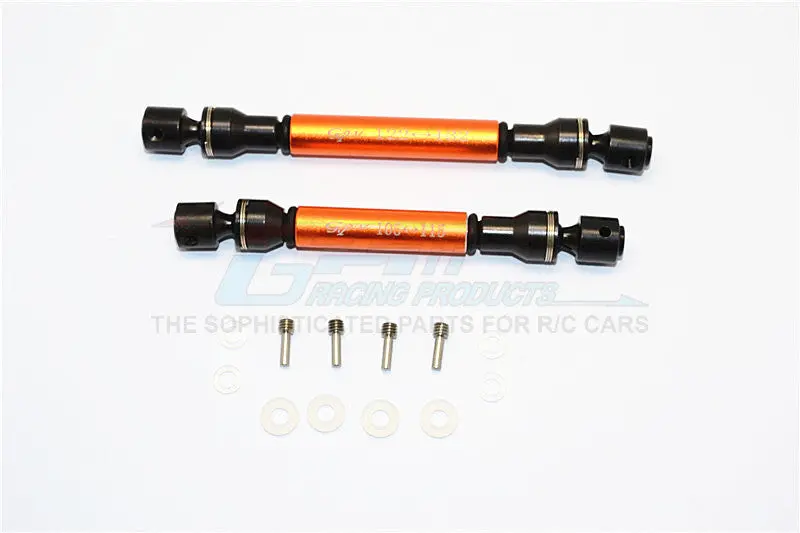 Gmade Crawler R1 Rock Buggy Steel+Aluminum Front & Rear Main Drive Shaft (F:122Mm-132Mm, R:105Mm-115Mm) - 2Pcs Set Orange 1