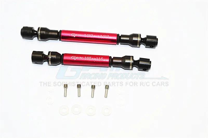 Gmade Crawler R1 Rock Buggy Steel+Aluminum Front & Rear Main Drive Shaft (F:122Mm-132Mm, R:105Mm-115Mm) - 2Pcs Set Red 1