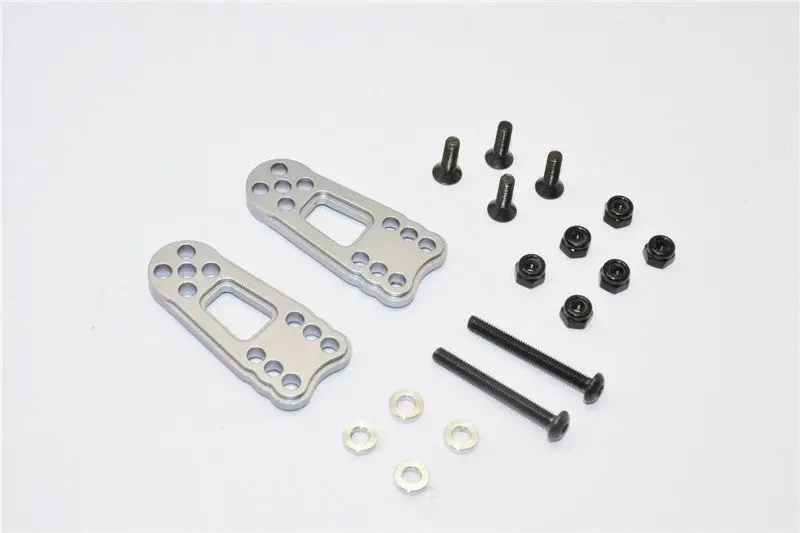 Gmade Sawback Aluminum Front/Rear Adjustable Shock Stay - 2Pcs Set Gray Silver 1