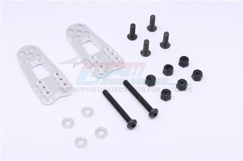 Gmade Sawback Aluminum Front/Rear Adjustable Shock Stay - 2Pcs Set Silver 1