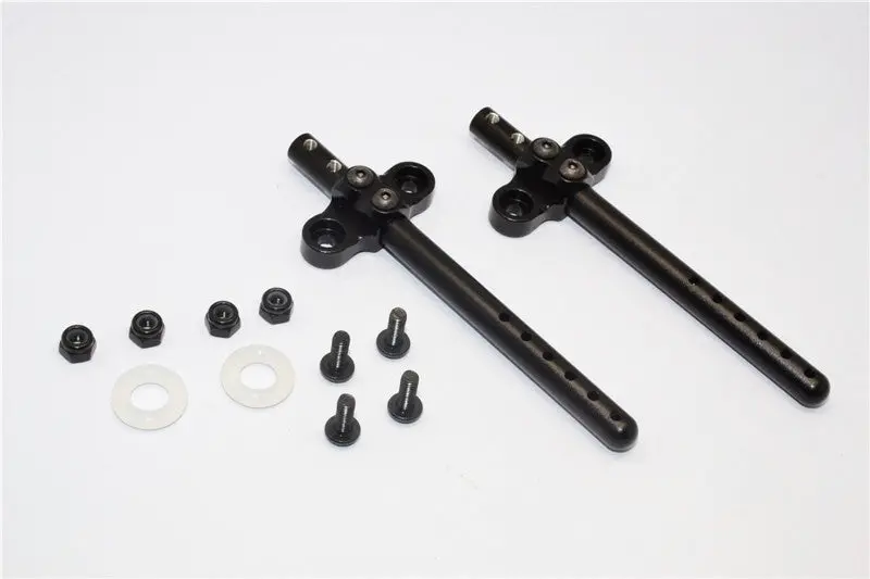 Gmade Sawback Aluminum Front/Rear Body Post With Mount - 2Pcs Set Black 1