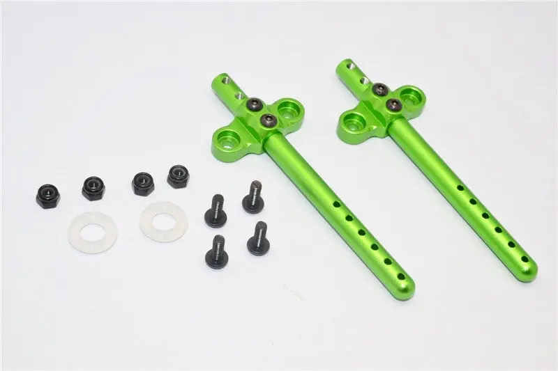 Gmade Sawback Aluminum Front/Rear Body Post With Mount - 2Pcs Set Green 1