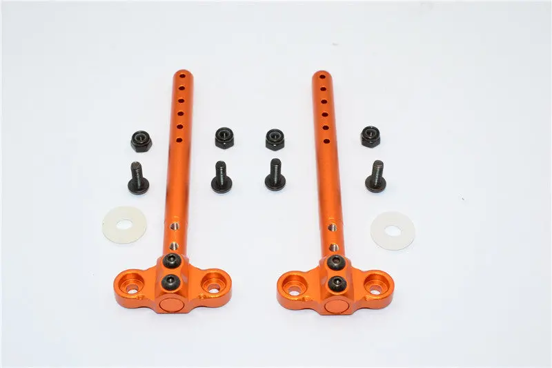 Gmade Sawback Aluminum Front/Rear Body Post With Mount - 2Pcs Set Orange 1
