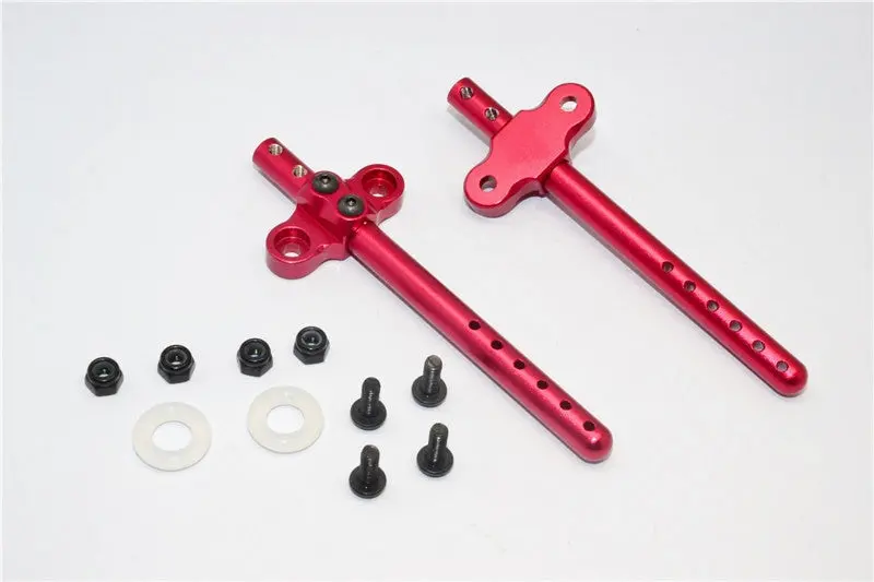 Gmade Sawback Aluminum Front/Rear Body Post With Mount - 2Pcs Set Red 1