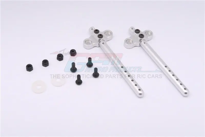 Gmade Sawback Aluminum Front/Rear Body Post With Mount - 2Pcs Set Silver 1