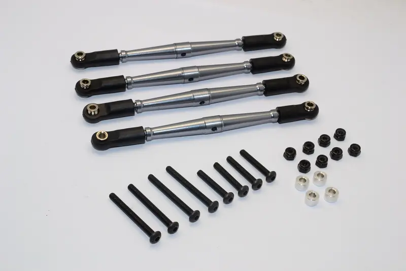 Gmade Sawback Aluminum Lower Anti-Thread Tie Rod - 4Pcs Set Gray Silver 1