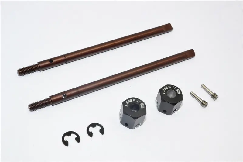 Gmade Sawback Spring Steel Rear Drive Shaft (L98mm, R102mm) With 11Mm Hex Adapter For 5Mm Wider - 2Pcs Set Black 1