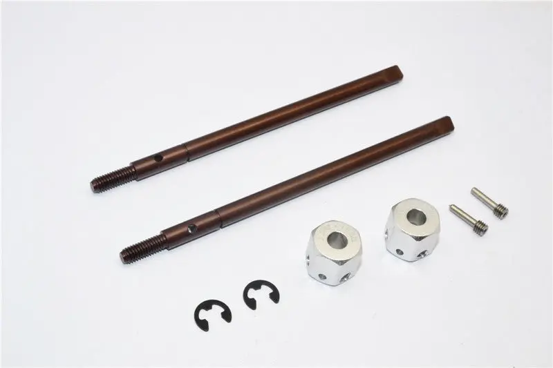 Gmade Sawback Spring Steel Rear Drive Shaft (L98mm, R102mm) With 11Mm Hex Adapter For 5Mm Wider - 2Pcs Set Silver 1