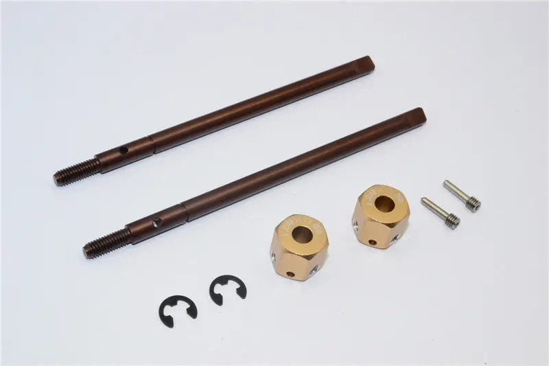 Gmade Sawback Spring Steel Rear Drive Shaft (L98mm, R102mm) With 11Mm Hex Adapter For 5Mm Wider - 2Pcs Set Titanium 1