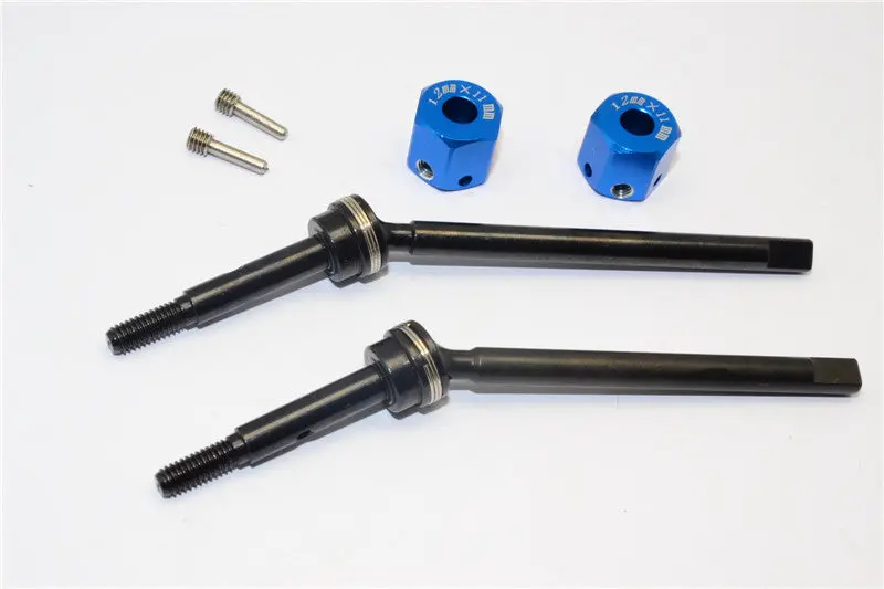 Gmade Sawback Steel Front Cvd Drive Shaft (L63mm, R67mm) With 31Mm Cup Joint & 11Mm Hex Adapter For 5Mm Wider - 2Pcs Set Blue 1