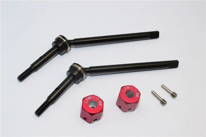 Gmade Sawback Steel Front Cvd Drive Shaft (L63mm, R67mm) With 31Mm Cup Joint & 11Mm Hex Adapter For 5Mm Wider - 2Pcs Set Red 1