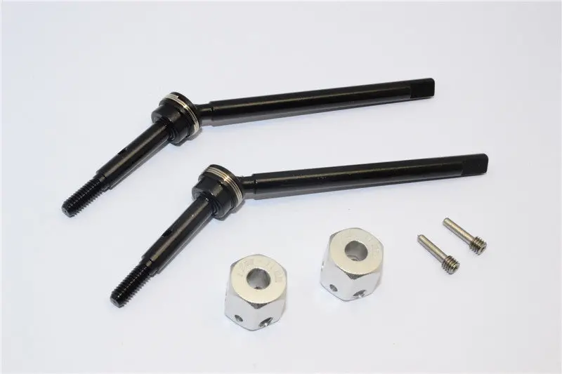 Gmade Sawback Steel Front Cvd Drive Shaft (L63mm, R67mm) With 31Mm Cup Joint & 11Mm Hex Adapter For 5Mm Wider - 2Pcs Set Silver 1
