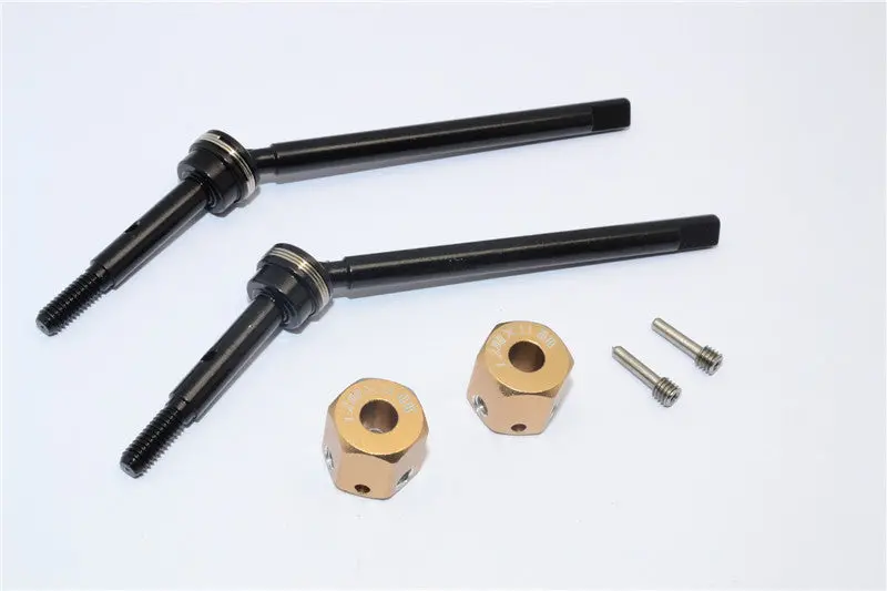 Gmade Sawback Steel Front Cvd Drive Shaft (L63mm, R67mm) With 31Mm Cup Joint & 11Mm Hex Adapter For 5Mm Wider - 2Pcs Set Titanium 1