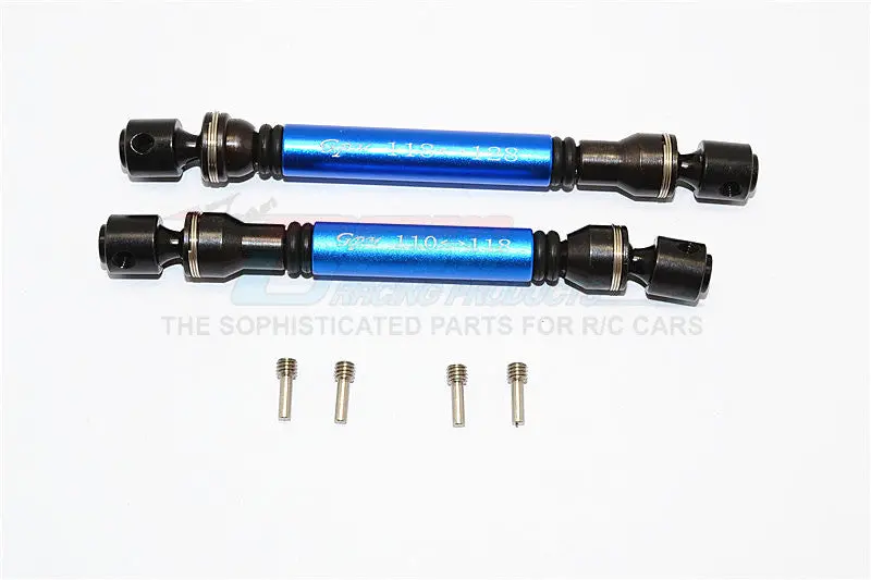 Gmade Sawback Steel+Aluminum Front & Rear Main Drive Shaft (F:118Mm-128Mm, R:110Mm-118Mm) - 2Pcs Set Blue 1