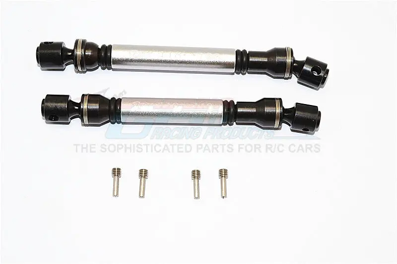 Gmade Sawback Steel+Aluminum Front & Rear Main Drive Shaft (F:118Mm-128Mm, R:110Mm-118Mm) - 2Pcs Set Gray Silver 1
