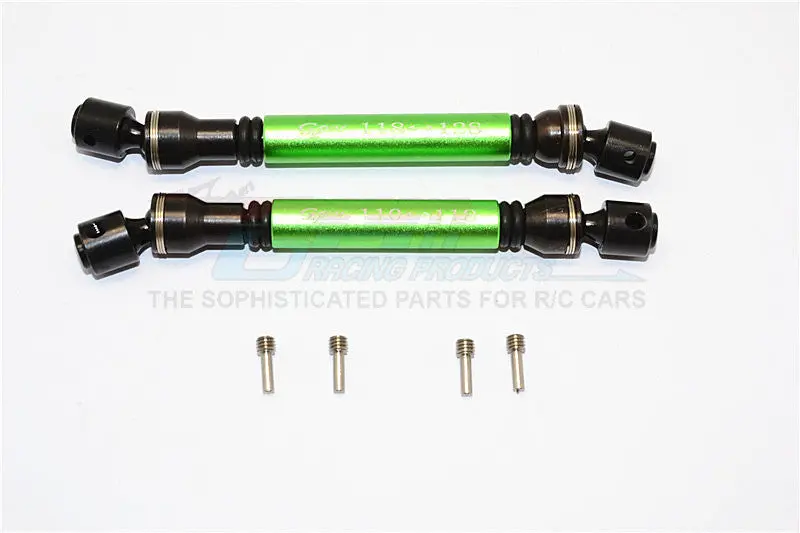 Gmade Sawback Steel+Aluminum Front & Rear Main Drive Shaft (F:118Mm-128Mm, R:110Mm-118Mm) - 2Pcs Set Green 1
