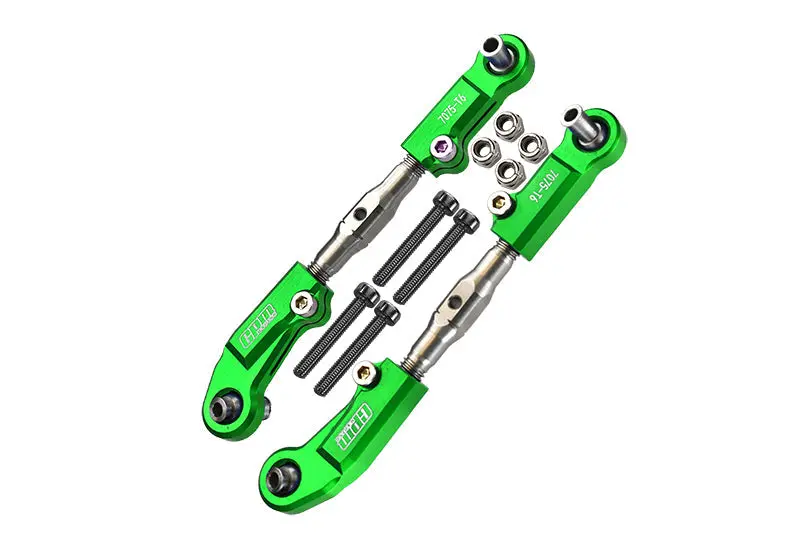 Gpm For Arrma 1:7 Mojave 6S-Ara10058 / Mojave 6S V2-Ara7604v2 Aluminum 7075-T6 + Stainless Steel Adjustable Front Steering Tie Rod - Green 1
