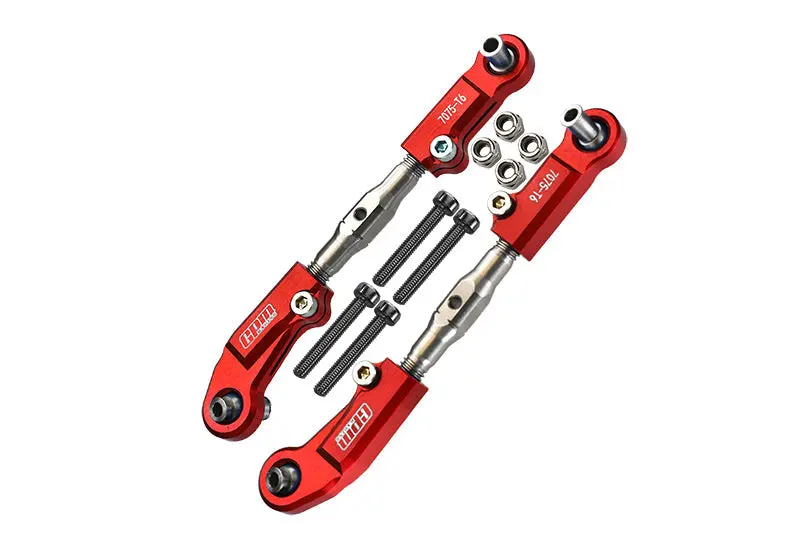 Gpm For Arrma 1:7 Mojave 6S-Ara10058 / Mojave 6S V2-Ara7604v2 Aluminum 7075-T6 + Stainless Steel Adjustable Front Steering Tie Rod - Red 1