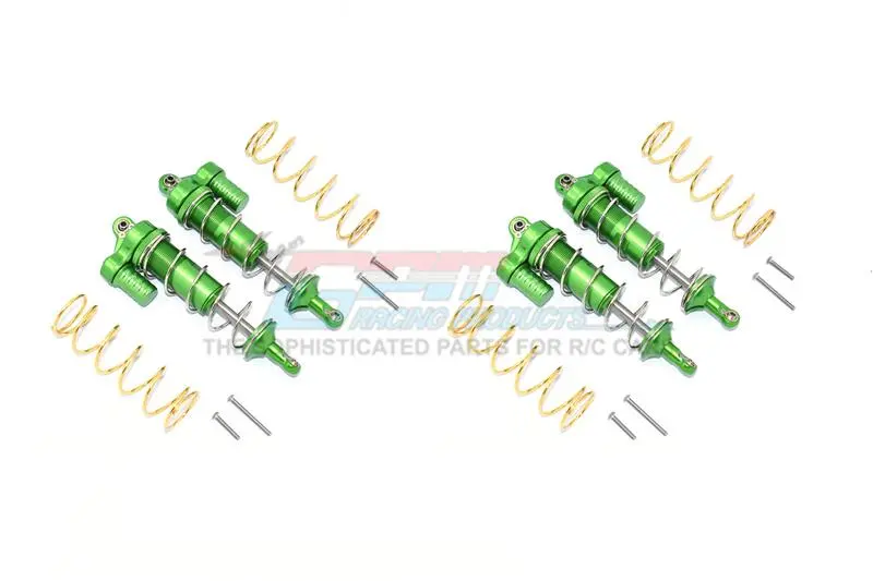 Gpm For Traxxas 1/10 Maxx 4Wd Monster Truck Upgrade Parts Aluminum Front & Rear L-Shape Piggy Back Spring Dampers 125Mm - 2 Pair Set Green 1