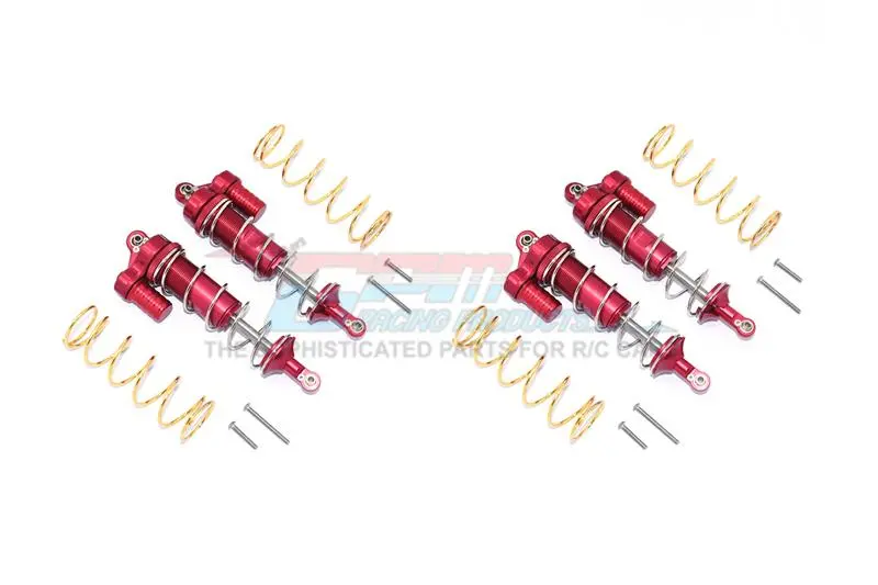 Gpm For Traxxas 1/10 Maxx 4Wd Monster Truck Upgrade Parts Aluminum Front & Rear L-Shape Piggy Back Spring Dampers 125Mm - 2 Pair Set Red 1
