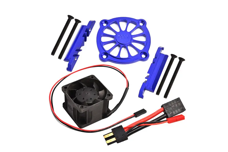 Gpm For Traxxas 1/10 Maxx 4Wd Monster Truck Upgrade Parts Aluminum Motor Heatsink With Cooling Fan - 1 Set Blue 1