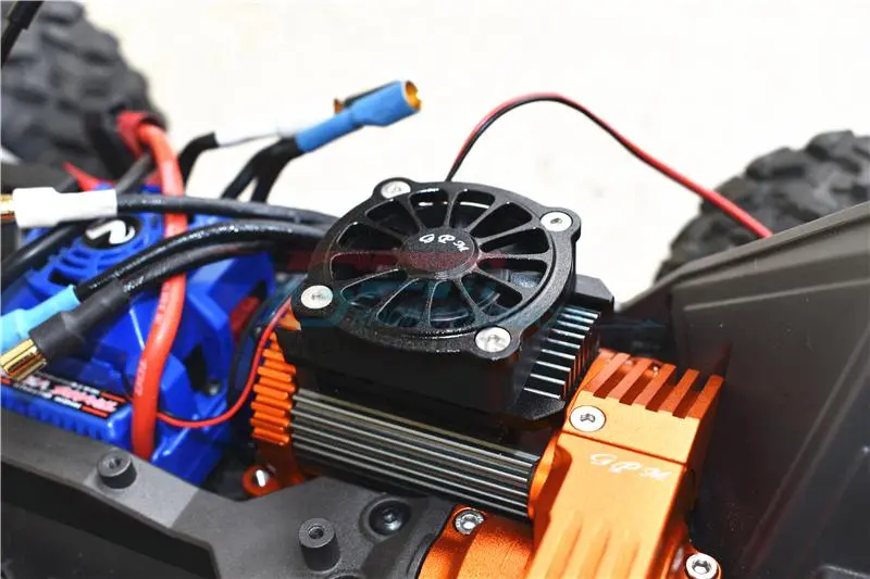 Gpm For Traxxas 1/10 Maxx 4Wd Monster Truck Upgrade Parts Aluminum Motor Heatsink With Cooling Fan - 1 Set Blue 2
