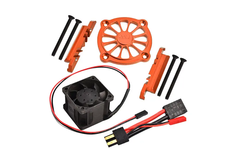 Gpm For Traxxas 1/10 Maxx 4Wd Monster Truck Upgrade Parts Aluminum Motor Heatsink With Cooling Fan - 1 Set Orange 1