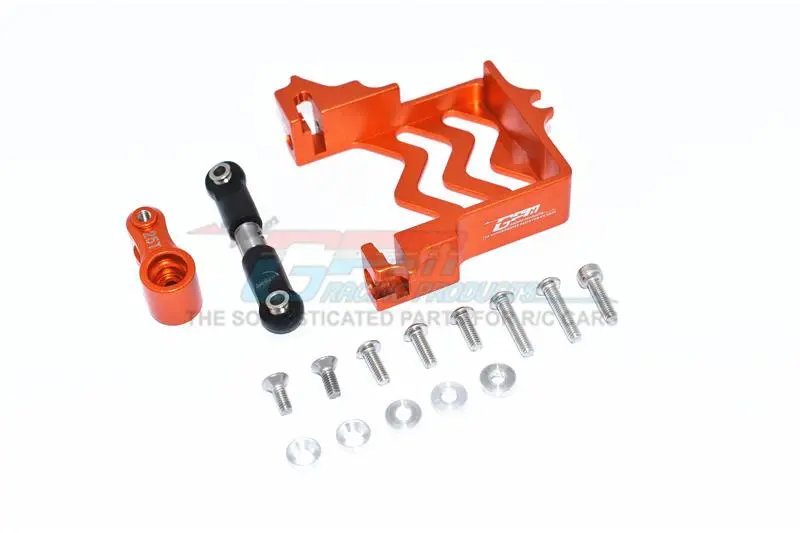 Gpm For Traxxas 1/10 Maxx 4Wd Monster Truck Upgrade Parts Aluminum Servo Mount + Stainless Steel Tie Rod + 25T Aluminum Servo Horn - 16Pc Set Orange 1