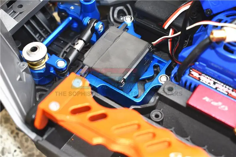 Gpm For Traxxas 1/10 Maxx 4Wd Monster Truck Upgrade Parts Aluminum Servo Mount + Stainless Steel Tie Rod + 25T Aluminum Servo Horn - 16Pc Set Orange 2