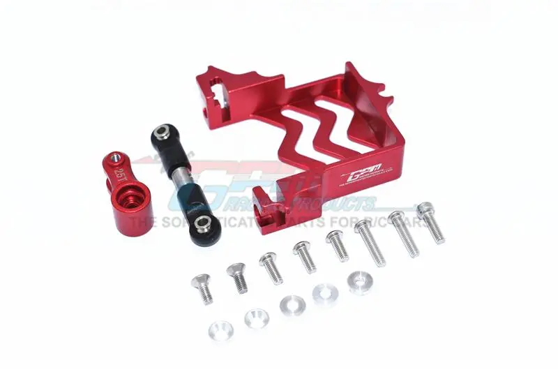 Gpm For Traxxas 1/10 Maxx 4Wd Monster Truck Upgrade Parts Aluminum Servo Mount + Stainless Steel Tie Rod + 25T Aluminum Servo Horn - 16Pc Set Red 1