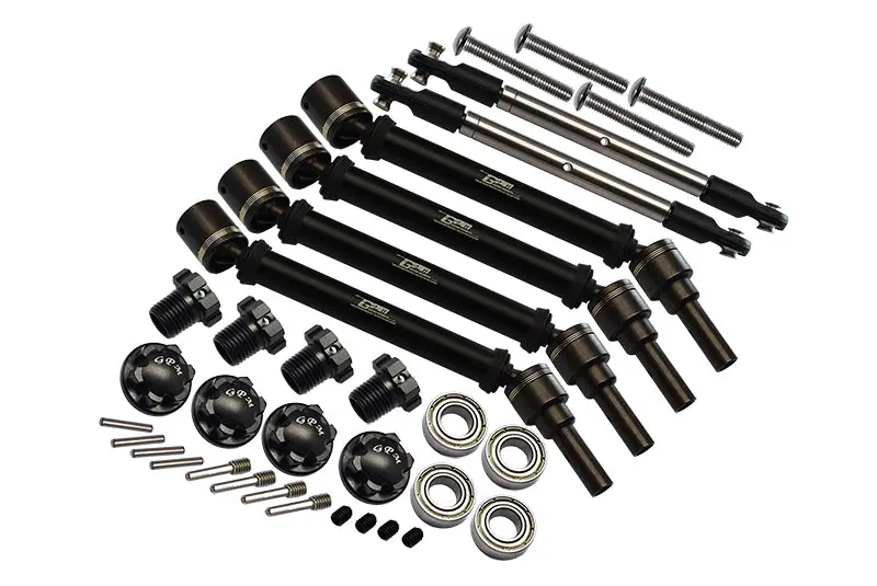 Gpm For Traxxas 1/10 Maxx 4Wd Monster Truck Upgrade Parts Front & Rear Cvd Drive Shaft + Hex Adapter + Wheel Lock + Front Steering Tie Rod (Suitable For +20Mm Widening Kit) Combo Set - 34Pc Set Black 1