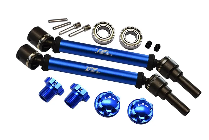 Gpm For Traxxas 1/10 Maxx 4Wd Monster Truck Upgrade Parts Harden Steel+Aluminum Front Or Rear Adjustable Cvd Drive Shaft + Hex Adapter + Wheel Lock (Suitable For +20Mm Widening Kit) - 14Pc Set Blue 1