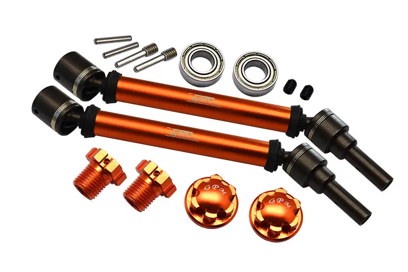 Gpm For Traxxas 1/10 Maxx 4Wd Monster Truck Upgrade Parts Harden Steel+Aluminum Front Or Rear Adjustable Cvd Drive Shaft + Hex Adapter + Wheel Lock (Suitable For +20Mm Widening Kit) - 14Pc Set Orange 1