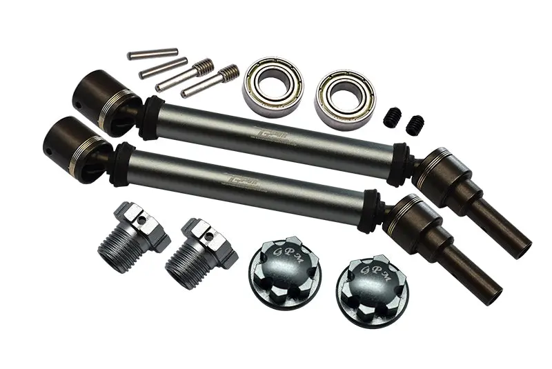 Gpm For Traxxas 1/10 Maxx 4Wd Monster Truck Upgrades Harden Steel+Aluminum Front Or Rear Adjustable Cvd Drive Shaft + Hex Adapter + Wheel Lock (Suitable For +20Mm Widening Kit) - 14Pc Set Gray Silver 1