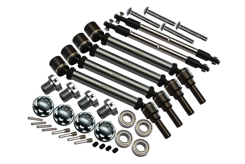 Gpm For Traxxas 1/10 Maxx 89076-4 Upgrade Parts Front & Rear Cvd Drive Shaft + Hex Adapter + Wheel Lock + Front Steering Tie Rod (Suitable For +20Mm Widening Kit) Combo Set - 34Pc Set Gray Silver 1