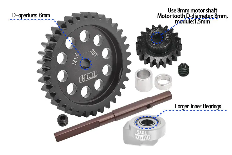 Gpm Upgrade Parts For 1:5 Traxxas X Maxx 6S 8S & Xrt 8S Monster Truck 40Cr Carbon Steel M1.5 Spur Gear 35T + Motor Gear 20T 1