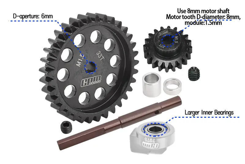 Gpm Upgrade Parts For 1:5 Traxxas X Maxx 6S X Maxx 8S Xrt 8S Monster Truck 40Cr Carbon Steel M1.5 Spur Gear 33T + Motor Gear 20T 1