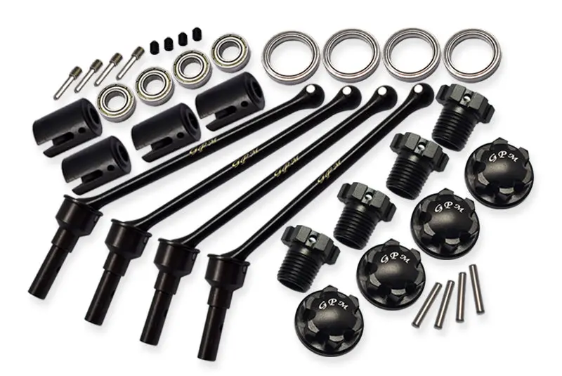 Hard Steel Front And Rear Extend Cvd Shaft (110Mm) With Aluminum Wheel Lock & Hex Claw For Traxxas 1/10 Maxx With Widemaxx Monster Truck 89086-4 - 36Pc Set Black 1