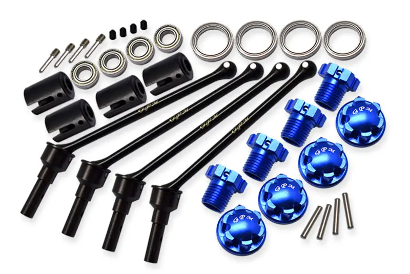 Hard Steel Front And Rear Extend Cvd Shaft (110Mm) With Aluminum Wheel Lock & Hex Claw For Traxxas 1/10 Maxx With Widemaxx Monster Truck 89086-4 - 36Pc Set Blue 1