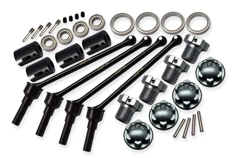 Hard Steel Front And Rear Extend Cvd Shaft (110Mm) With Aluminum Wheel Lock & Hex Claw For Traxxas 1/10 Maxx With Widemaxx Monster Truck 89086-4 - 36Pc Set Gray Silver 1