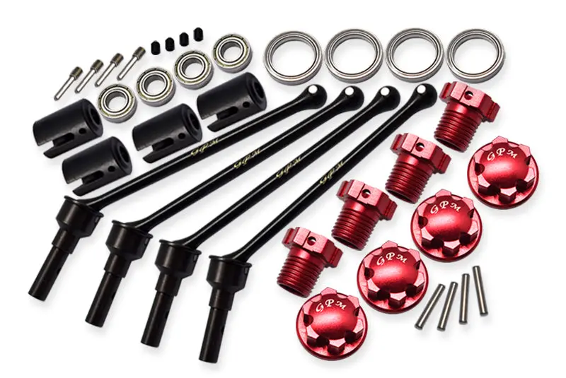 Hard Steel Front And Rear Extend Cvd Shaft (110Mm) With Aluminum Wheel Lock & Hex Claw For Traxxas 1/10 Maxx With Widemaxx Monster Truck 89086-4 - 36Pc Set Red 1