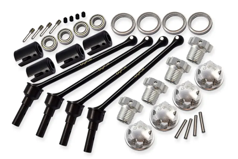 Hard Steel Front And Rear Extend Cvd Shaft (110Mm) With Aluminum Wheel Lock & Hex Claw For Traxxas 1/10 Maxx With Widemaxx Monster Truck 89086-4 - 36Pc Set Silver 1