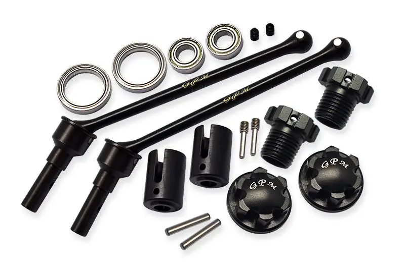 Hard Steel Front Or Rear Extend Cvd Shaft (110Mm) With Aluminum Wheel Lock & Hex Claw For Traxxas 1/10 Maxx With Widemaxx Monster Truck 89086-4 - 18Pc Set Black 1