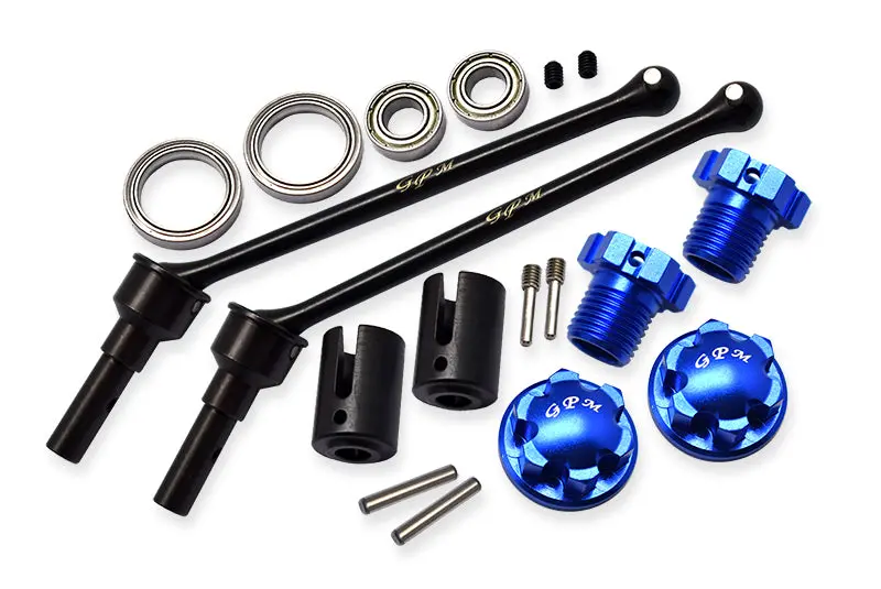 Hard Steel Front Or Rear Extend Cvd Shaft (110Mm) With Aluminum Wheel Lock & Hex Claw For Traxxas 1/10 Maxx With Widemaxx Monster Truck 89086-4 - 18Pc Set Blue 1