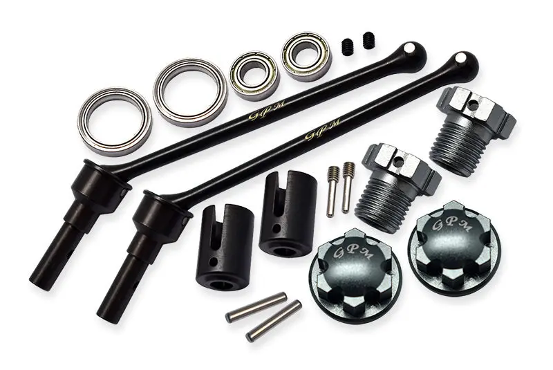 Hard Steel Front Or Rear Extend Cvd Shaft (110Mm) With Aluminum Wheel Lock & Hex Claw For Traxxas 1/10 Maxx With Widemaxx Monster Truck 89086-4 - 18Pc Set Gray Silver 1