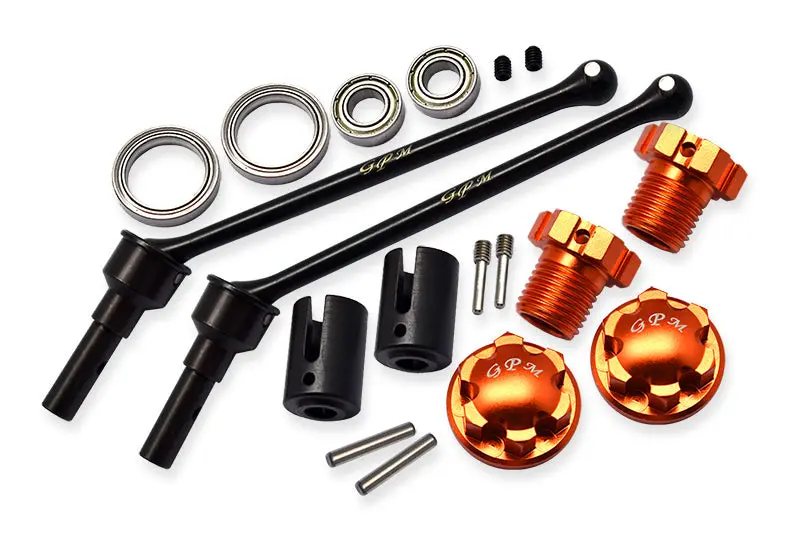 Hard Steel Front Or Rear Extend Cvd Shaft (110Mm) With Aluminum Wheel Lock & Hex Claw For Traxxas 1/10 Maxx With Widemaxx Monster Truck 89086-4 - 18Pc Set Orange 1
