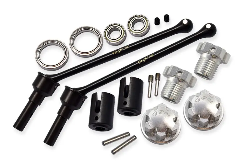 Hard Steel Front Or Rear Extend Cvd Shaft (110Mm) With Aluminum Wheel Lock & Hex Claw For Traxxas 1/10 Maxx With Widemaxx Monster Truck 89086-4 - 18Pc Set Silver 1