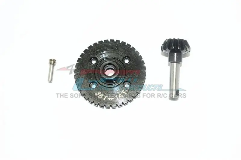 Harden Steel #45 Diff Bevel Gear 36T & Pinion Gear 14T For Axial Rr10 / Wraith Spawn / Yeti / Yeti Score / Smt10 - 3Pc Set Black 1
