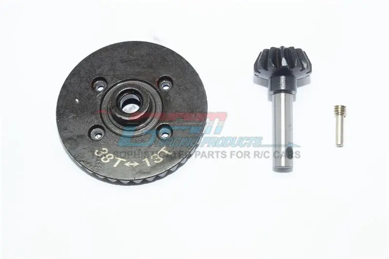 Harden Steel #45 Diff Bevel Gear 38T & Pinion Gear 13T For Axial Rr10 / Wraith Spawn / Yeti / Yeti Score / Smt10 - 3Pc Set Black 1