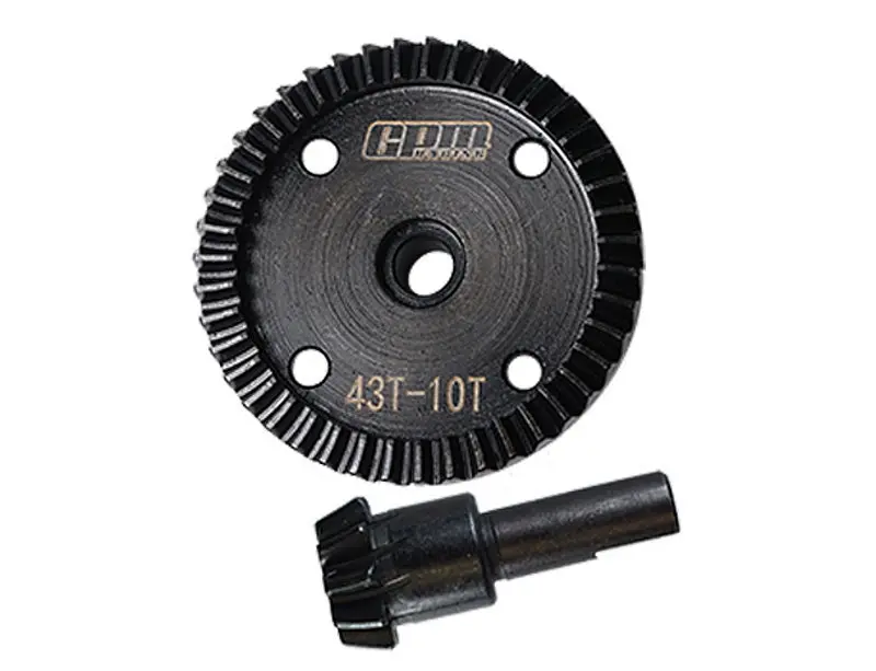 Harden Steel #45 Diff Bevel Gear 43T & Pinion Gear 10T For Arrma 1:8 Kraton 6S / Outcast 6S / Notorious 6S / Talion 6S / Kraton 6S V5 / Notorious 6S V5  - 2Pc Set Black 1